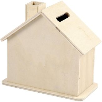 House Shaped Wooden Money Box