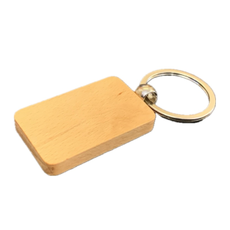 Rectangular Beech Wood Keyring with a Soft Matte Varnish - 5cm Long