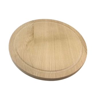 20cm Small Solid Beech Wood Round Chopping Board or Plinth with Groove