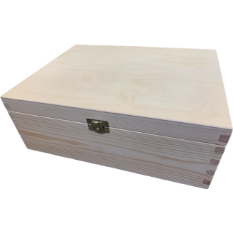 30cm Solid Pine Wooden 3 Compartment Whiskey Whisky or Gin Bottle & 2 Glasses Box - Removable Dividers