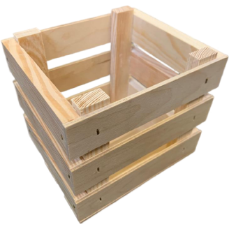 14cm Rectangular Pine Crate with 3 Slats on each side (14x12x11.5cm)