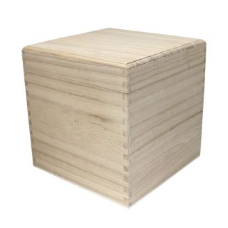 X-Large 20cm Wooden Cube Square Box with Removable Lid