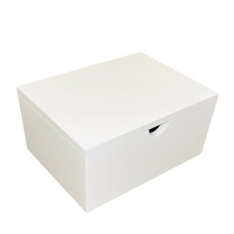 LIMITED EDITION 26cm Rectangular White Painted Wooden Box with Lid and Finger Space Detail