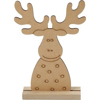Christmas Reindeer Figure 2D Craft Model on Stand