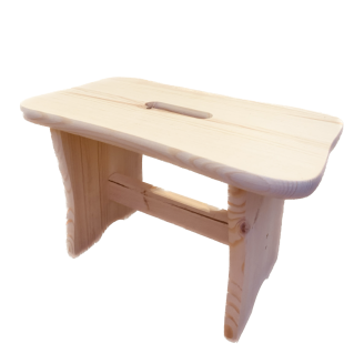 Deluxe Varnished Solid Pine 38.5cm Wooden Stool with Handle Hole (Flatpacked)