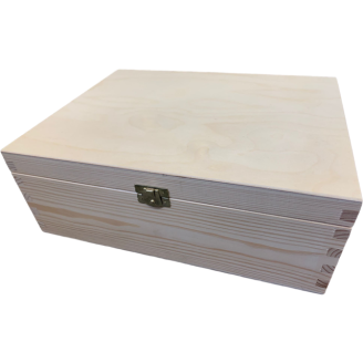 30cm Solid Pine Wooden 3 Compartment Whiskey or Gin Bottle & 2 Glasses Box - Removable Dividers