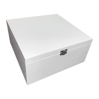 28cm Square White Keepsake Box with Silver Clasp