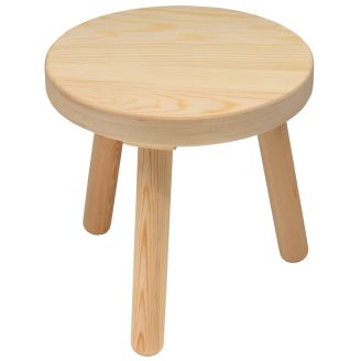 Solid Pine Round Wooden Stool with 3 Legs - Flatpack
