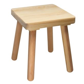 Solid Pine Square Wooden Stool with 4 legs - Flatpack