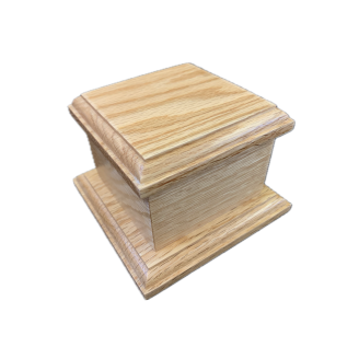 12cm Square Solid Oak Wood Urn / Casket