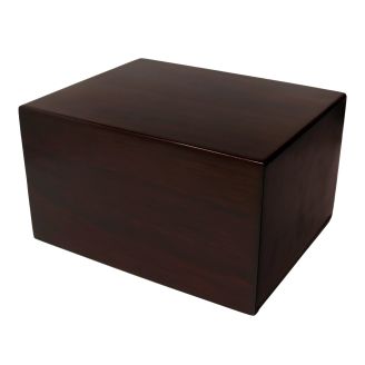 23cm Teak Stain Rectangular Wooden Urn - WBM9071