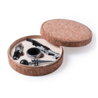 Wine Lovers 4-Piece Gift Set in a Round Cork Container