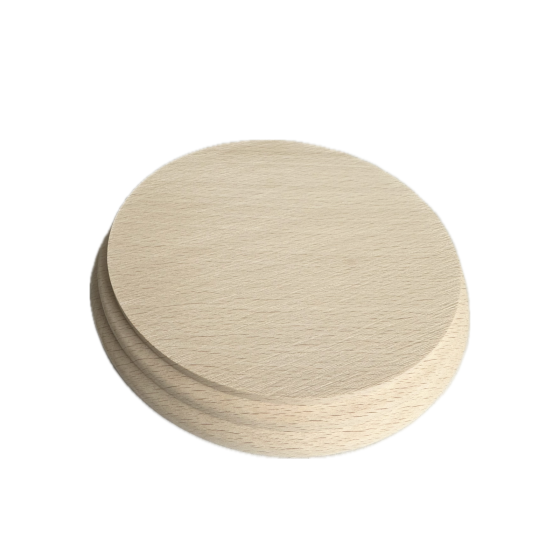12cm Small Round Solid Beech Wood Plinth, Mini Circle Plaque or Display Stand with Edge Detail