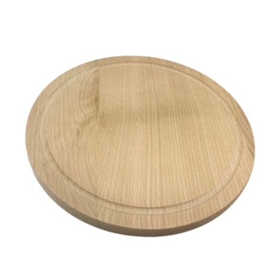 Seconds Quality - 25cm Solid Beech Wood Round Chopping Board or Plinth with Groove