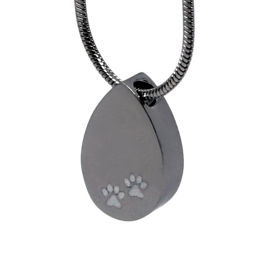Teardrop Shaped Silver-Coloured Stainless Steel Cremation Ashes Memorial Jewellery Necklace Urn