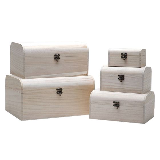 LIMITED EDITION!  Plain Wooden Pirate Treasure Chests with SOLID Wooden Lids