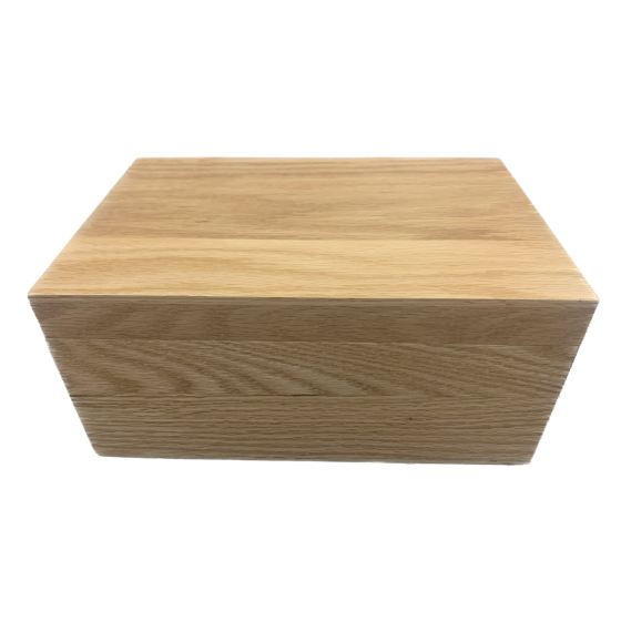 Seconds Quality - 24cm Rectangular Varnished Solid Oak Wooden Box with Lift-off Lid