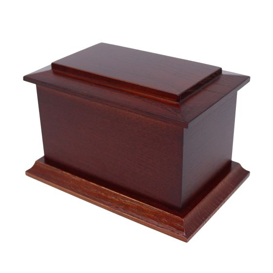 12cm Mahogany Stained Solid Ash Wooden Urn / Casket - XXS