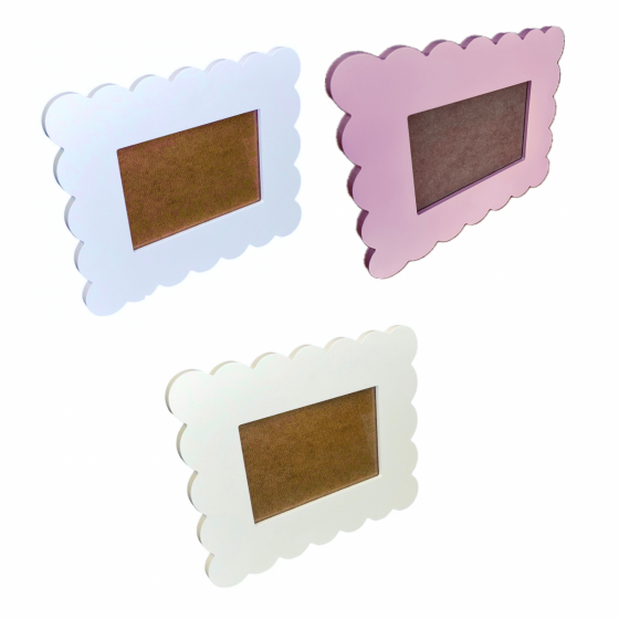 24cm Cloud Shaped Painted Wooden Photo Frames - Self Standing