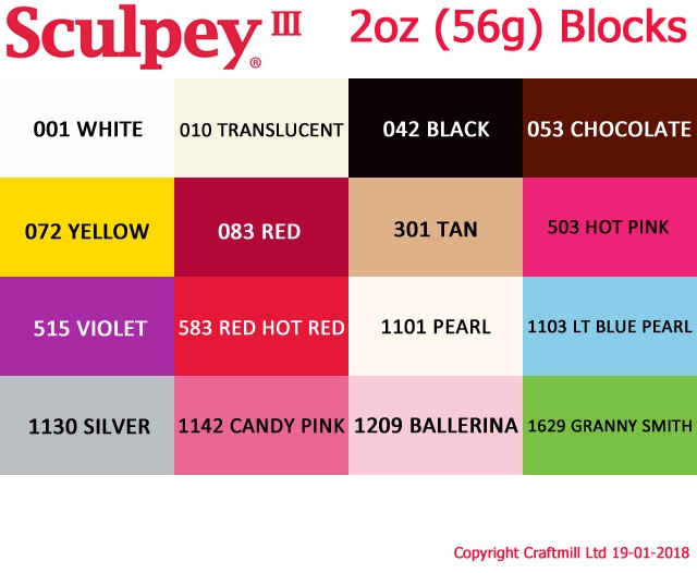 Sculpey III Colour Chart