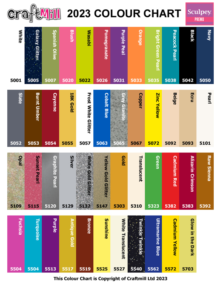 Sculpey Premo Colour Chart